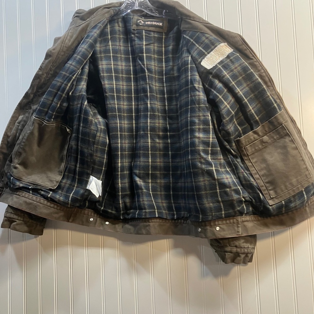 Dri Duck Maverick Mens Brown Canvas Flannel Lined Work Jacket Large Barn Coat - Picture 7 of 13